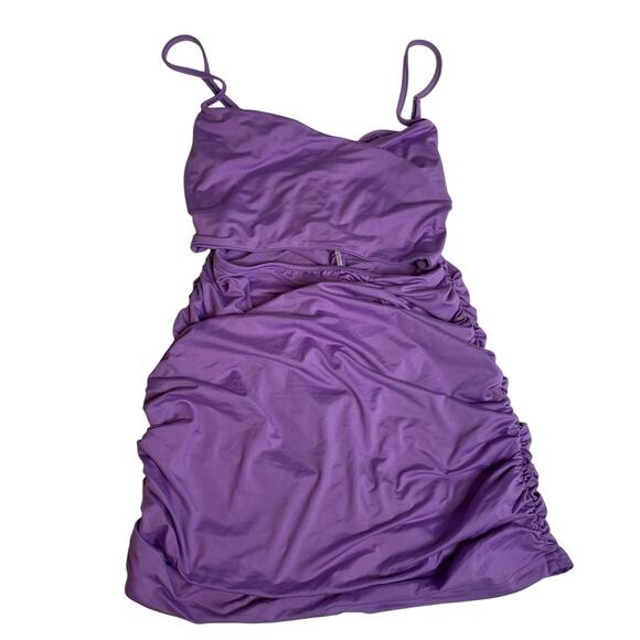 UNBRANDED Extra Large XL Purple Back Zip Scrunch Club Prom Homecoming Mini Dress - Picture 1 of 4